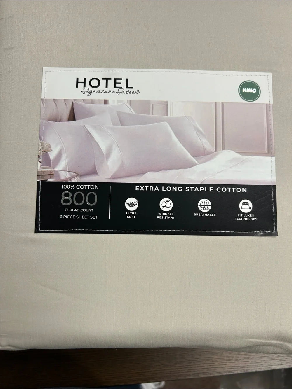 800 TC King Sheet Set in Light Beige